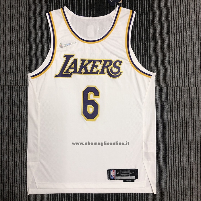Maglia Los Angeles Lakers LeBron James #6 Association Autentico Bianco